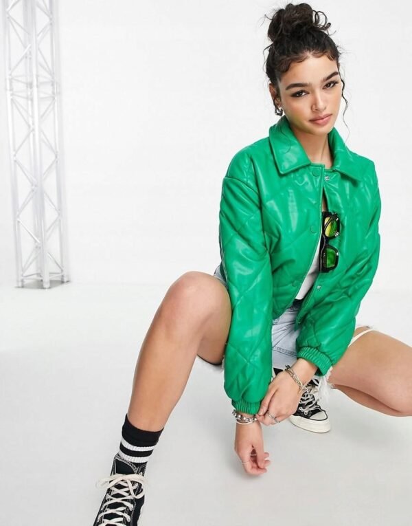 Cazadora acolchada efecto piel