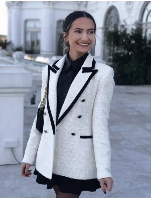 Blazer con solapa tweed