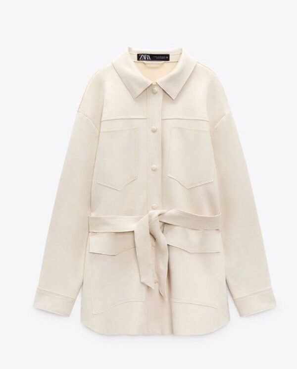 Gabardina de ante sintético con cinturón